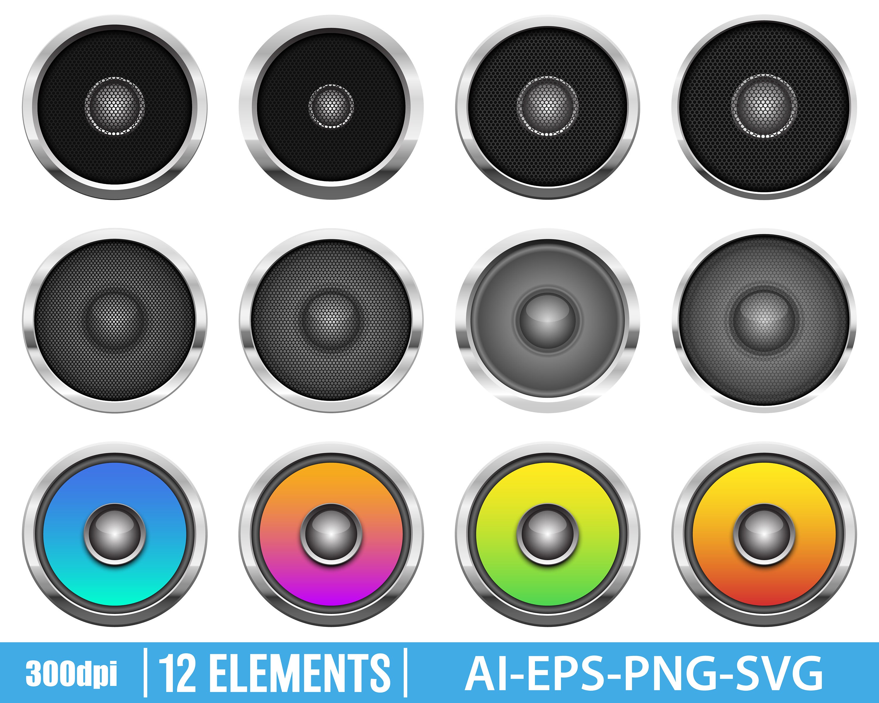 Audio speaker clipart vector design illustration. Audio Etsy
