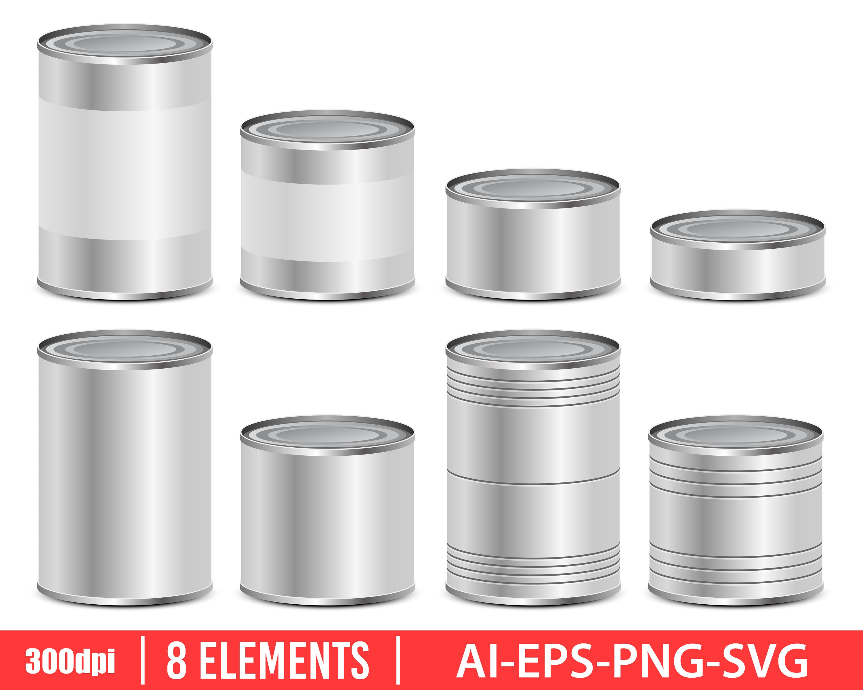 Tin Can Clipart Vector Design Illustration. Tin Can Set. Etsy