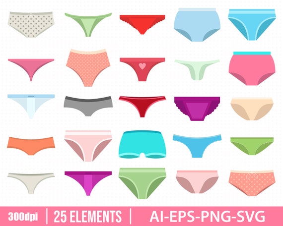 Women underwear clipart vector design illustration. Underpants set. Vector  Clipart Print
