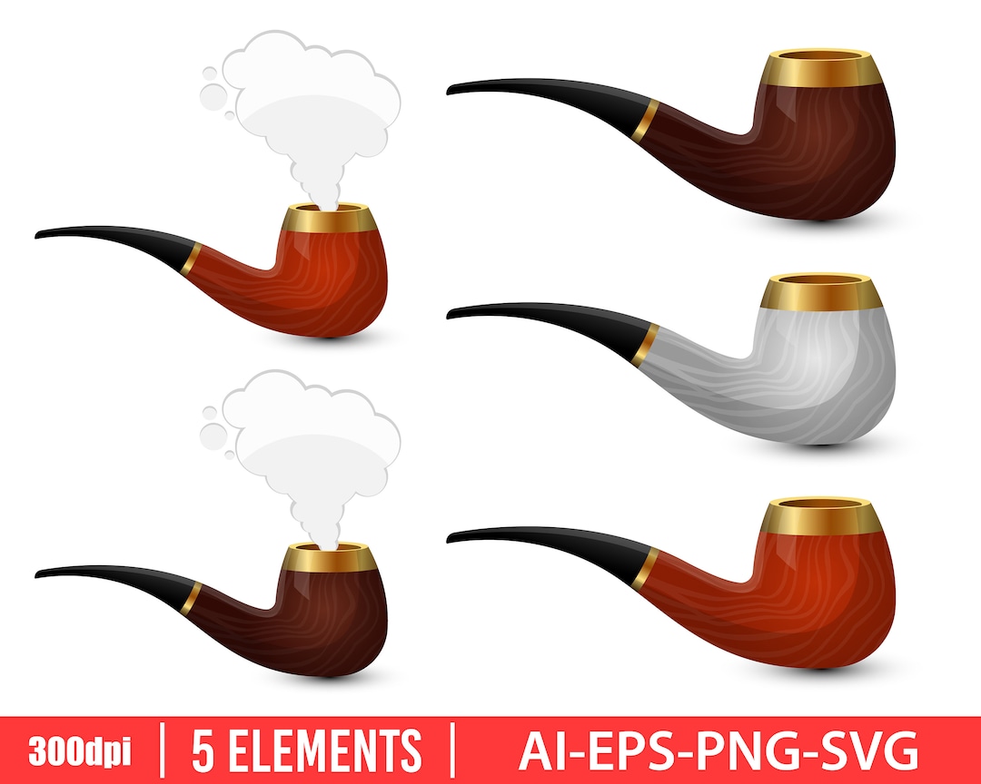 Smoking Pipe Clipart Vector Design Illustration. Smoking Pipe Set