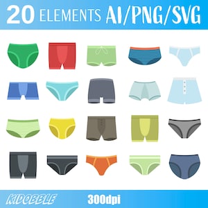 Men Underwear Fashion Clothing Comfortable Wear Vector Art Male Apparel Digital Illustration Boxer Clipart Printable Design Downloadable