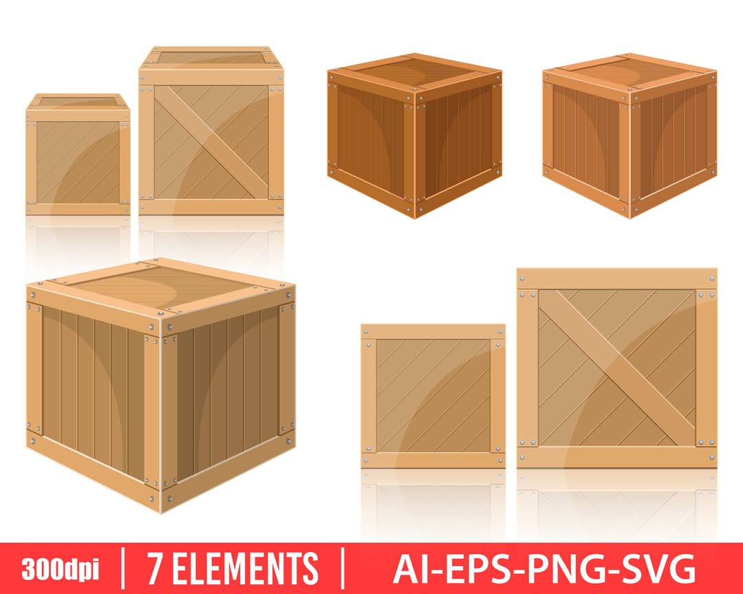 Wooden Box Clipart Vector Design Illustration. Wooden Box ...