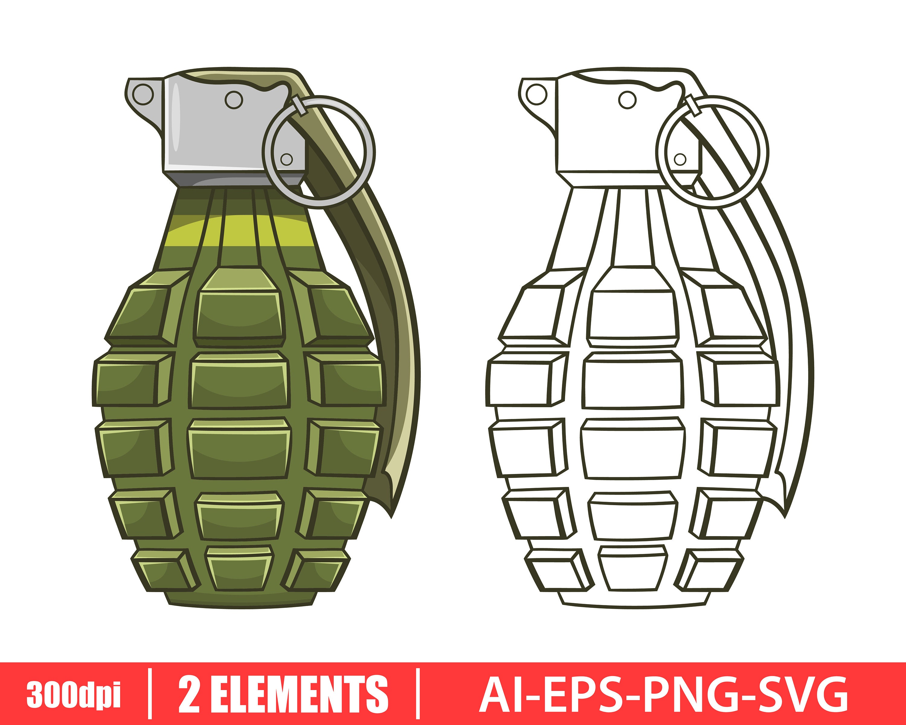 Grenade Clipart Vector Design Illustration. Grenade Set. - Etsy Australia