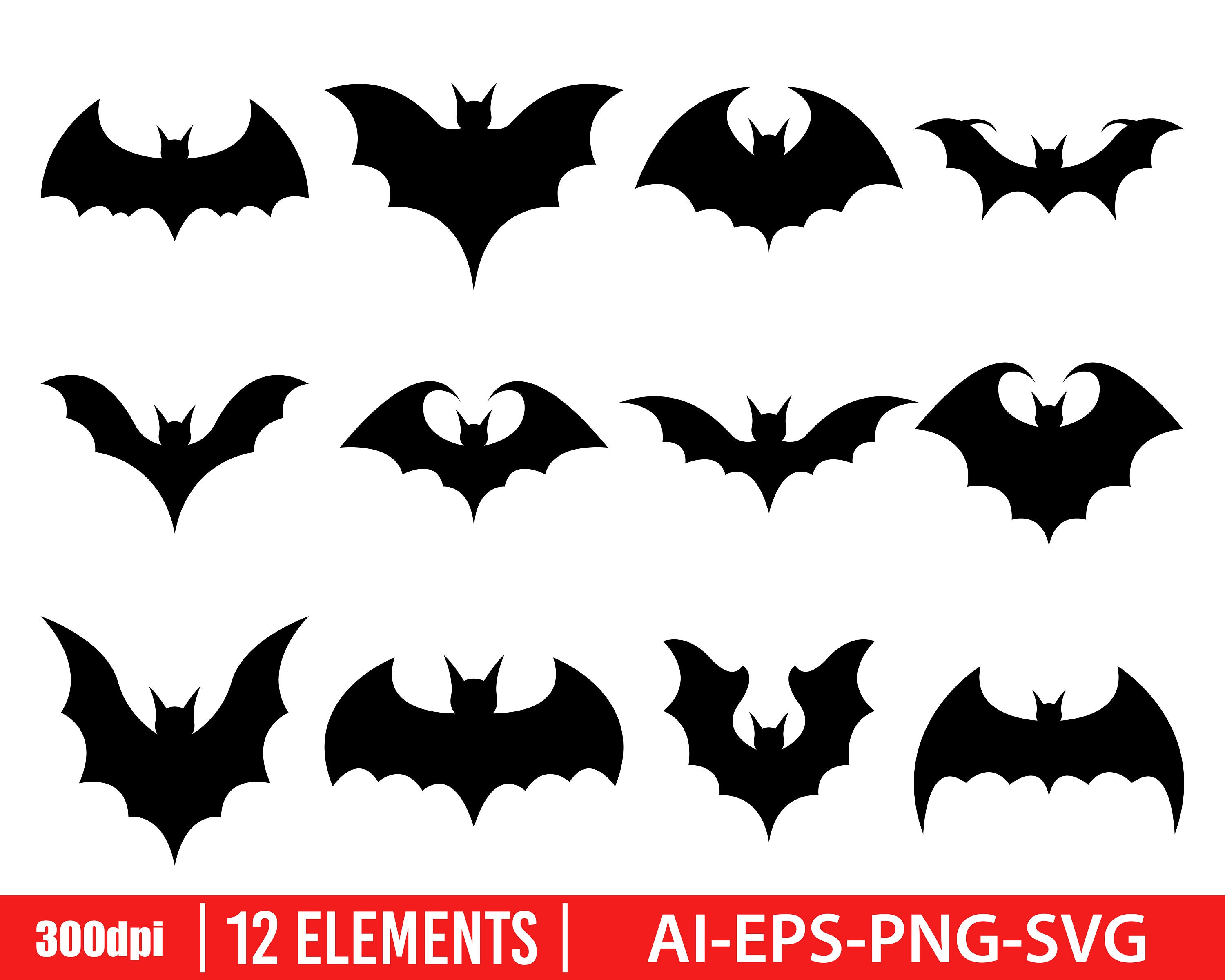 Bat Silhouette Clipart Vector Design Illustration. Bat Set. Vector Bat Silhouette Clipart Vector Design Illustration. Bat Set. Vector
