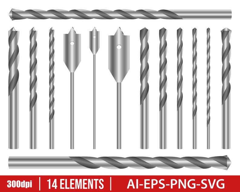 Vector Clipart Print Metallic drill set Metallic drill clipart vector design illustration