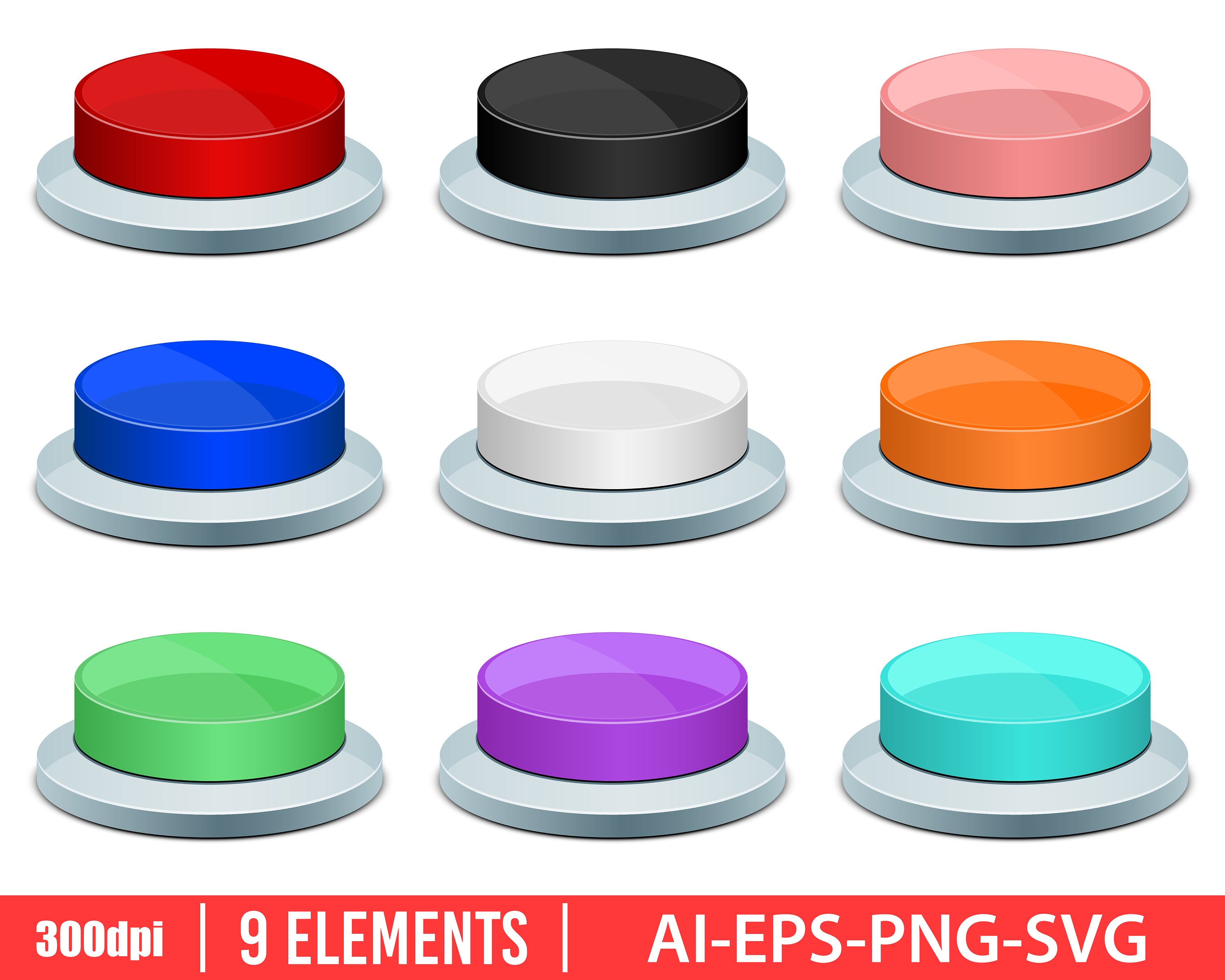 Press Button Clipart Vector Design Illustration. Press Button Etsy