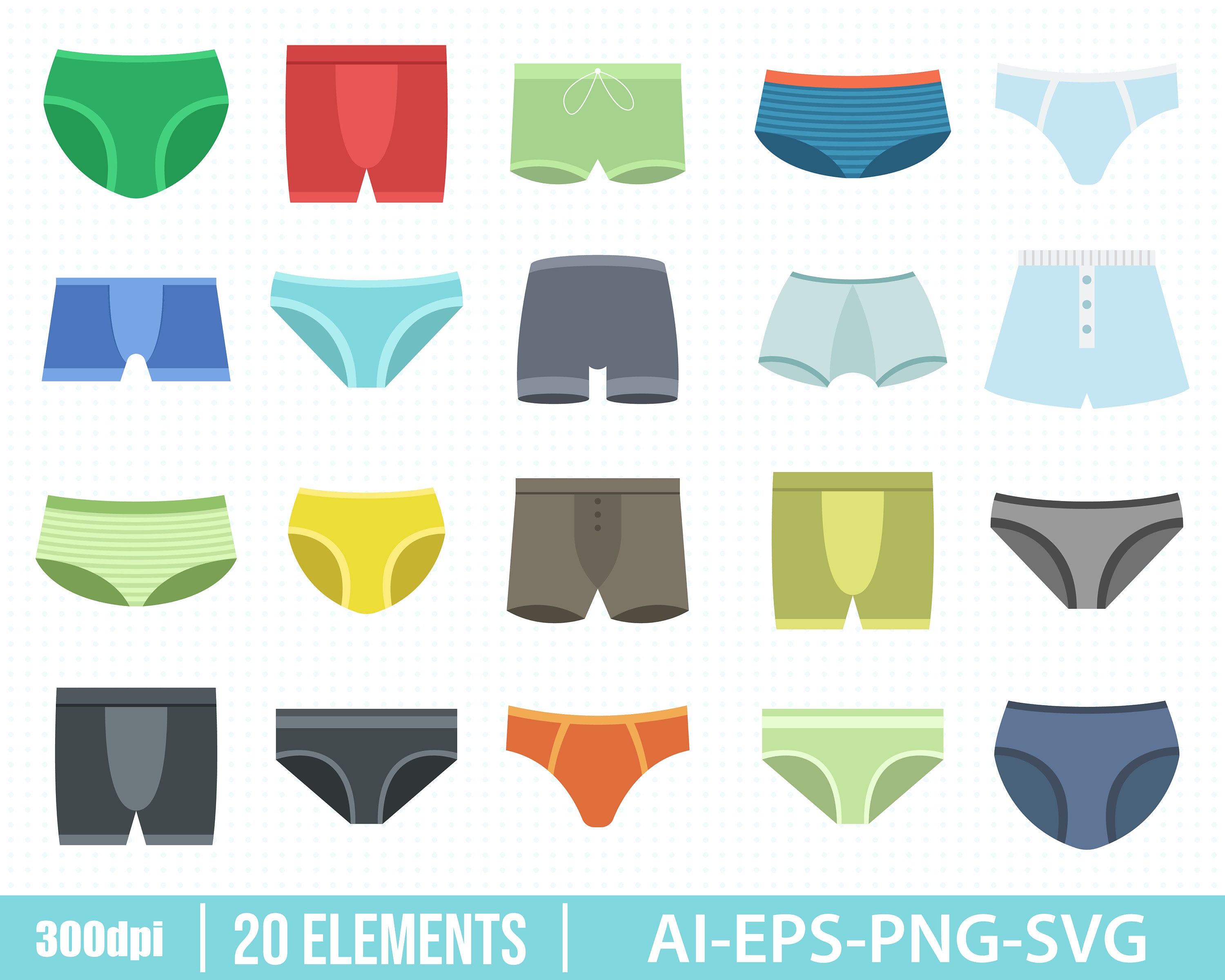 Men Underwear Clipart Vector Design Illustration. Underwear, Underpants,  Boxer, Clothing Set. Vector Clipart Print 