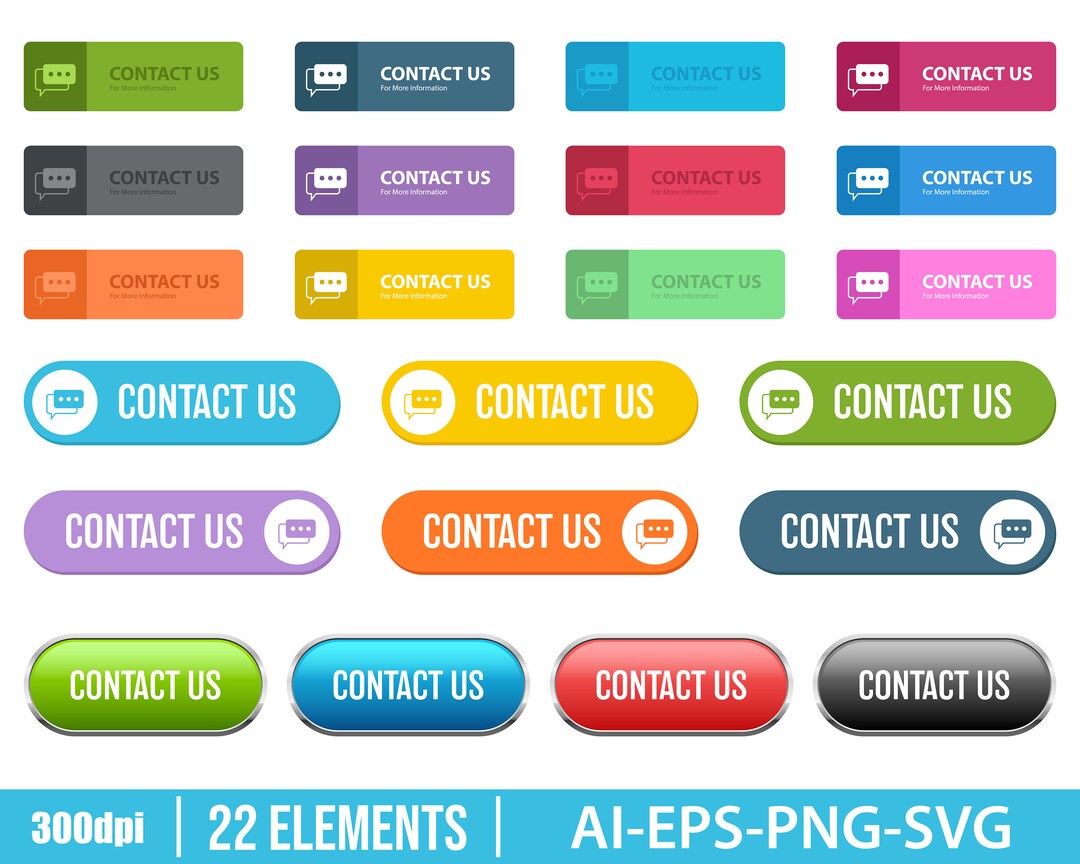 Contact Us Buttons Clipart Vector Design Illustration. Contact - Etsy