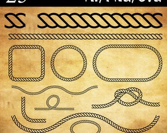 Rope Clipart Vector Rope Art Clip Art Rope Designs Digital Clipart Set Rope Clip Art Designs Vector Art Clipart Rope Elements Illustrations