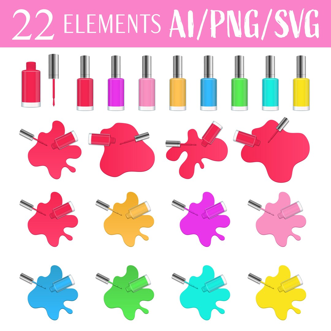 Nail Polish Set Manicure Kit Nail Art Designs Vector Illustration ...