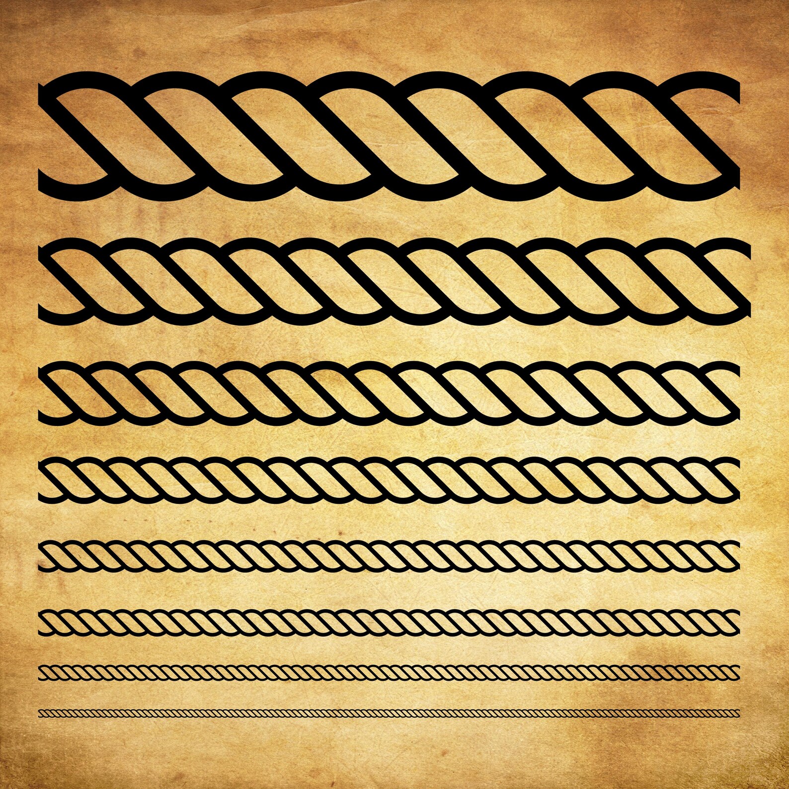 Rope Clipart Vector Rope Art Clip Art Rope Designs Digital Clipart Set ...