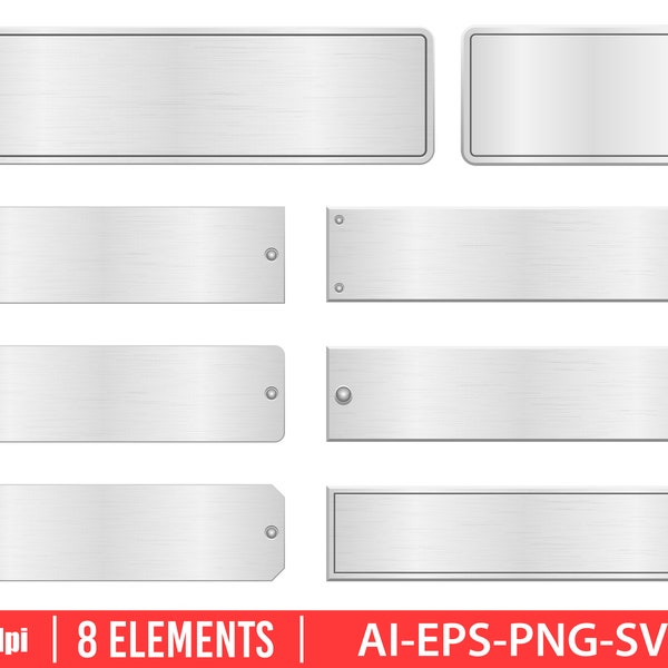 Metallic door plate clipart vector design illustration. Metallic door plate set. Vector Clipart Print