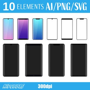 Smartphone Clipart Vector Digital Device Illustration Mobile Technology Icon Touchscreen Phone Design Digital Artwork Printable Downloadable