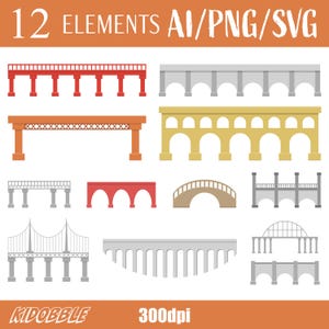 Bridge Clipart Vector Illustration Design Elements Pack Artistic Graphic Bundle Digital Artwork Collection Creative Printable Images