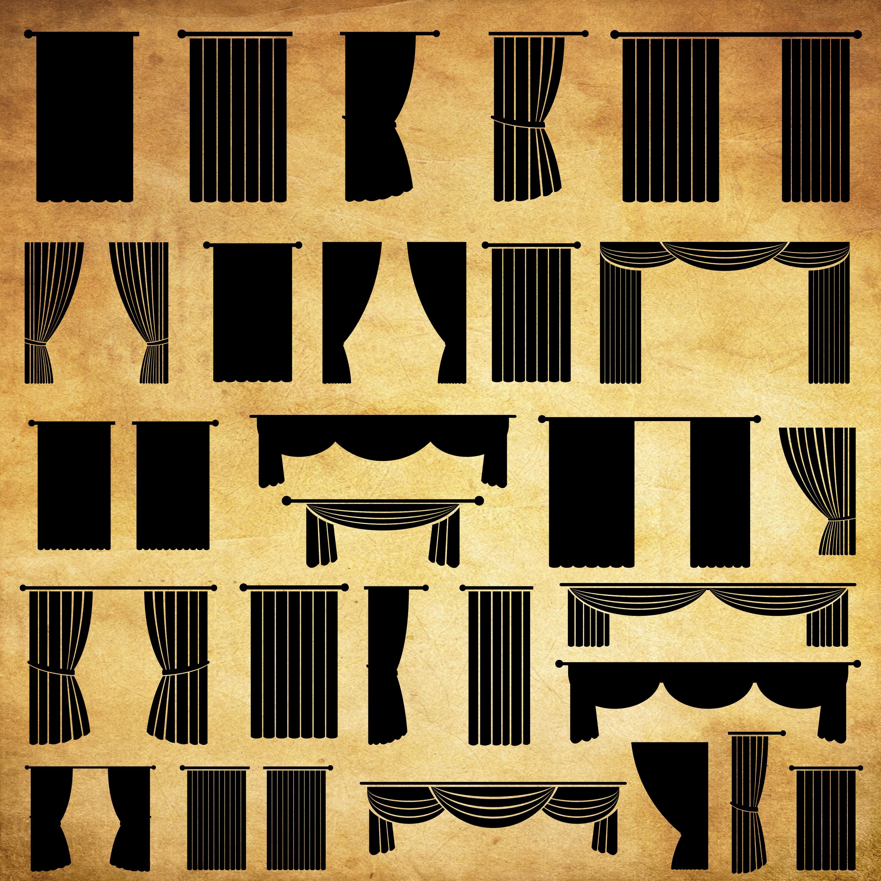 Theater Curtain Clipart Vector Digital Art Stage Curtains Printable ...