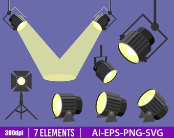Spotlight clipart vector design illustration. Spotlight set. Vector Clipart Print