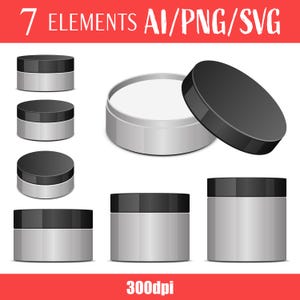 Plastic Jar For Cosmetics Beauty Container Skincare Storage Vector Art Makeup Organizer Clipart Digital Illustration Printable Graphics