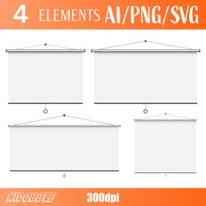 Lege clipart projectiescherm | Handgetekende schermafbeeldingen | Digitale presentatieafbeeldingen | PNG en SVG