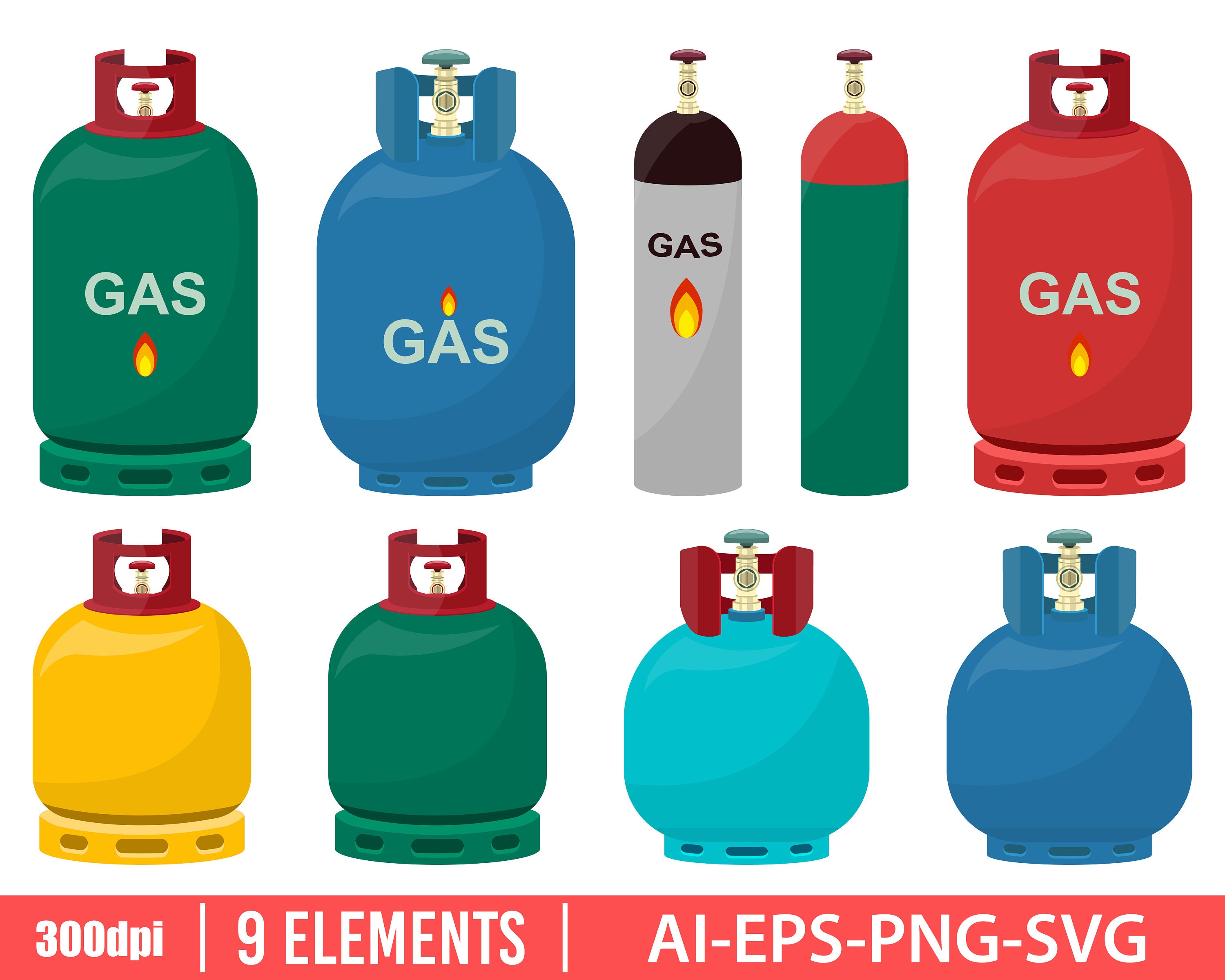 Gas Tank Clipart Vector Design Illustration. Gas Tank Set. Etsy