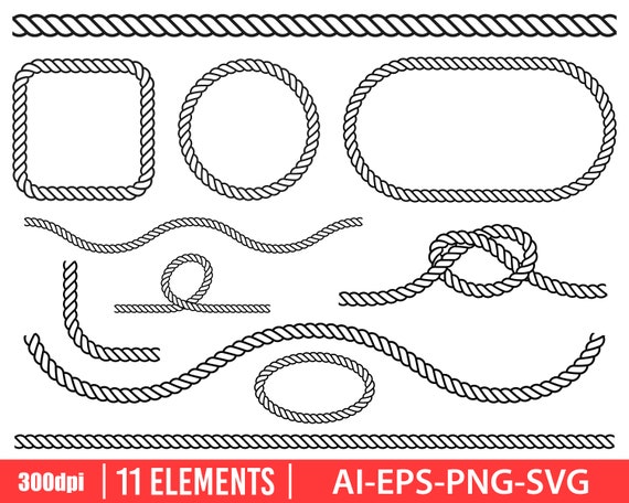 Rope Clipart Vector Design Illustration. Rope Set. Vector Clipart Print -   Canada