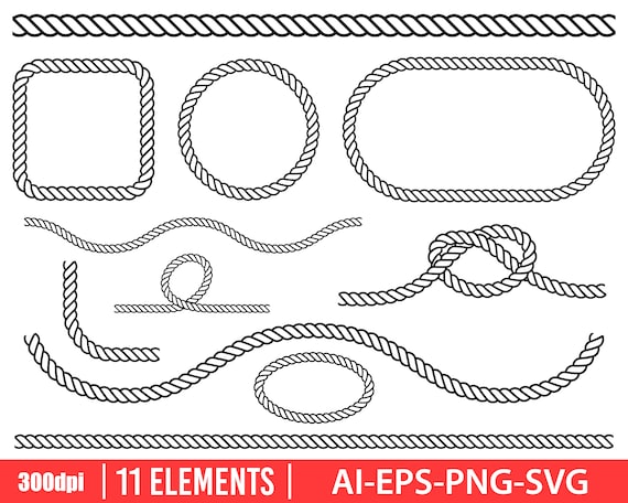 Rope Clipart Vector Design Illustration. Rope Set. Vector - Etsy