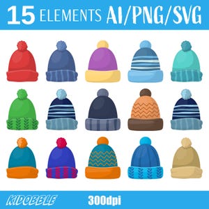Bonnet d'hiver bonnet en tricot illustration numérique de mode par temps froid, bonnet d'hiver confortable en tricot, accessoires de mode Clipart numérique art vectoriel