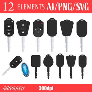 Car Key Remote Auto Unlock Fob Digital Vector Art Clipart Car Key Fob Remote Unlock Device Clipart Auto Key Digital Downloadable Art