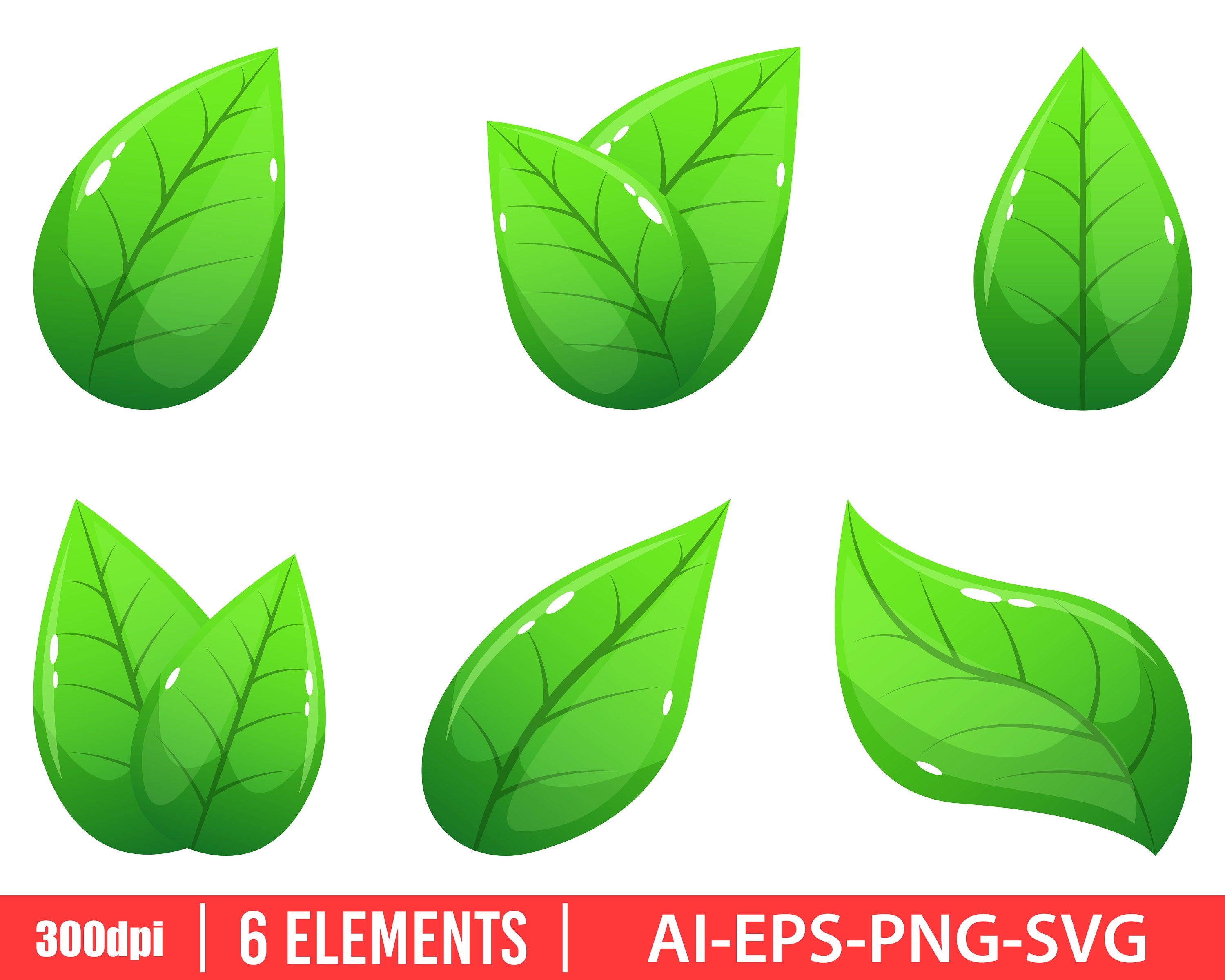 Realistic Leaf Clipart Vector Design Illustration. Leaf Set. Etsy UK