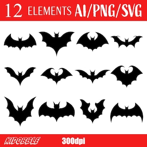 Middernachtvlucht vleermuis silhouet nachtelijk wezen vectorkunst Halloween thema digitale afbeelding gotische clipart afdrukbaar ontwerp