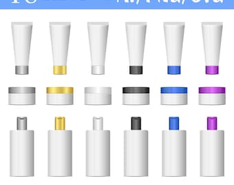 Cosmetic Products Clipart Vector Beauty Design Digital Graphics Makeup Items Illustration Skincare Bottles Clipart Set Beauty Tools Icons