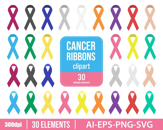 Cancer Ribbon Awareness Clipart. Cancer Ribbon Solidarity - Etsy