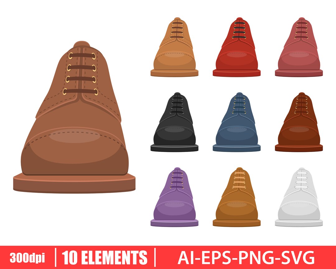 Leather Shoes Clipart Vector Design Illustration. Leather Etsy