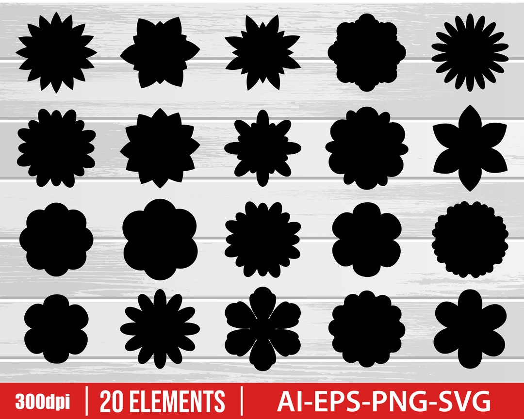 Beautiful Flowers Silhouette Clipart Vector Design - Etsy