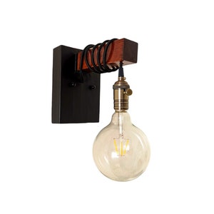 Aplique de pared inalámbrico negro con interruptor, lámpara de  pared Edison de 1 luz con cable de enchufe, aplique industrial de granja  para granero, cocina, sala de estar, iluminación del hogar