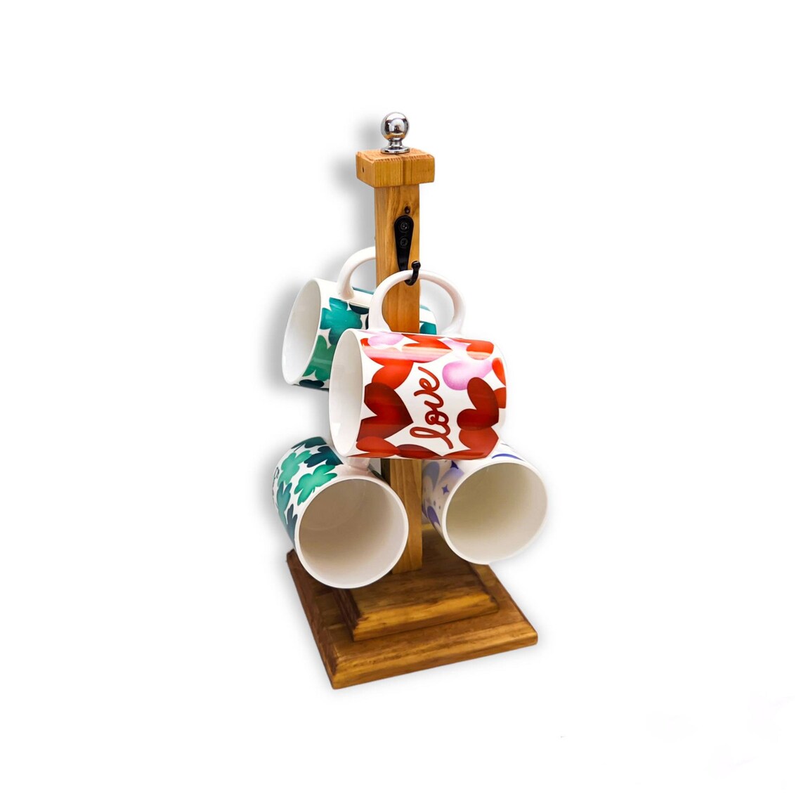 Vintage Wooden Tree Shape Tea Cup Holder Rustic Mug Tree Etsy