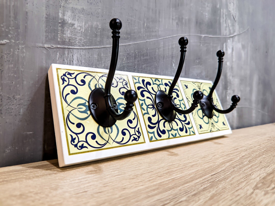 Wall Mounted Coat Rack Wall Hanger With Spanish Tiles - Etsy