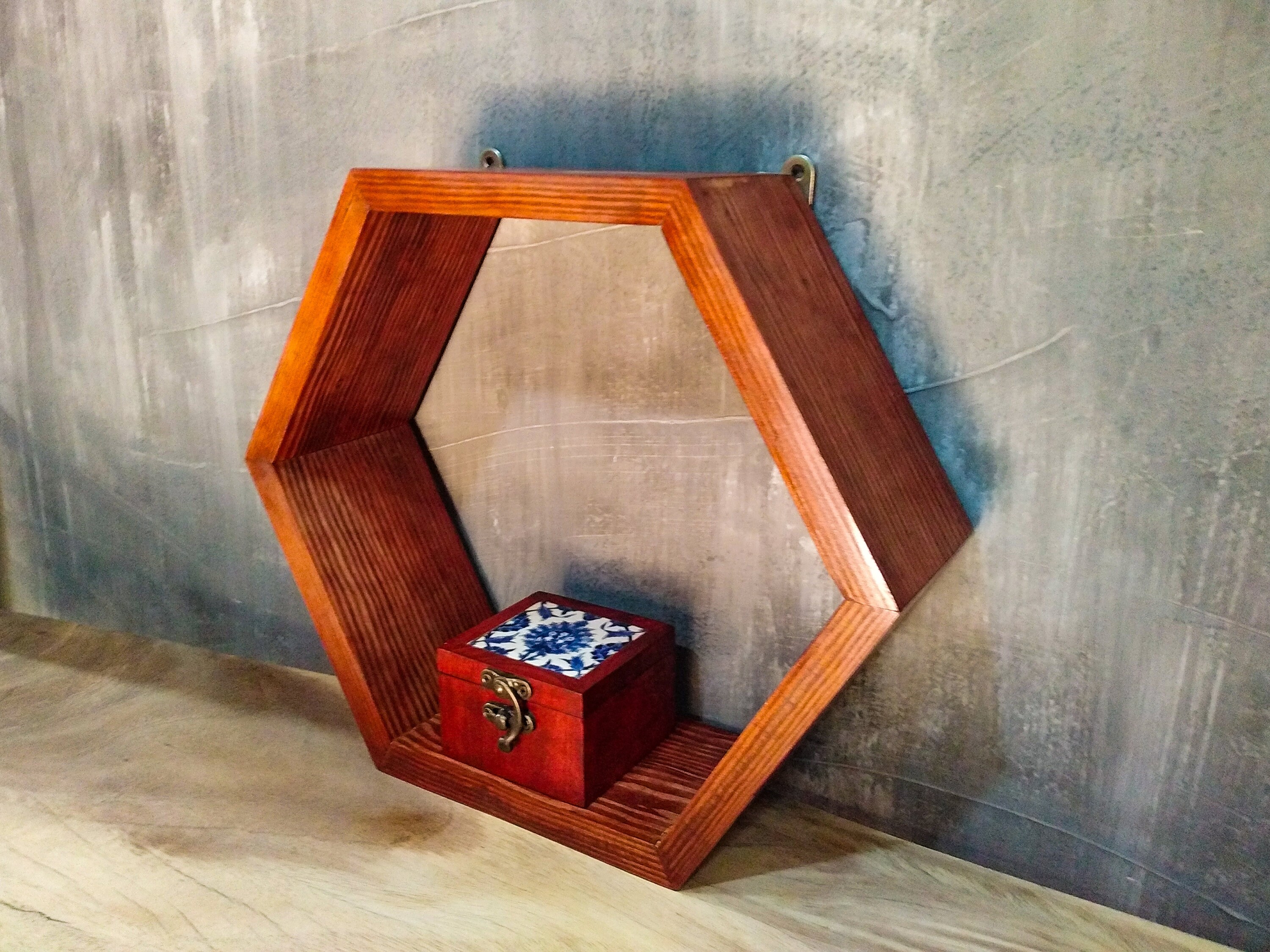 Set of 3 Hexagon Shelf / 3 Shelf / Rustic Shelf / Etsy