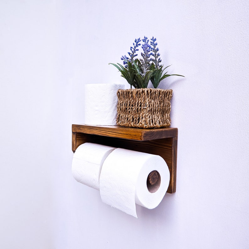 Wall Mounted Toilet Roll Holder With Shelf From Reclaimed Etsy