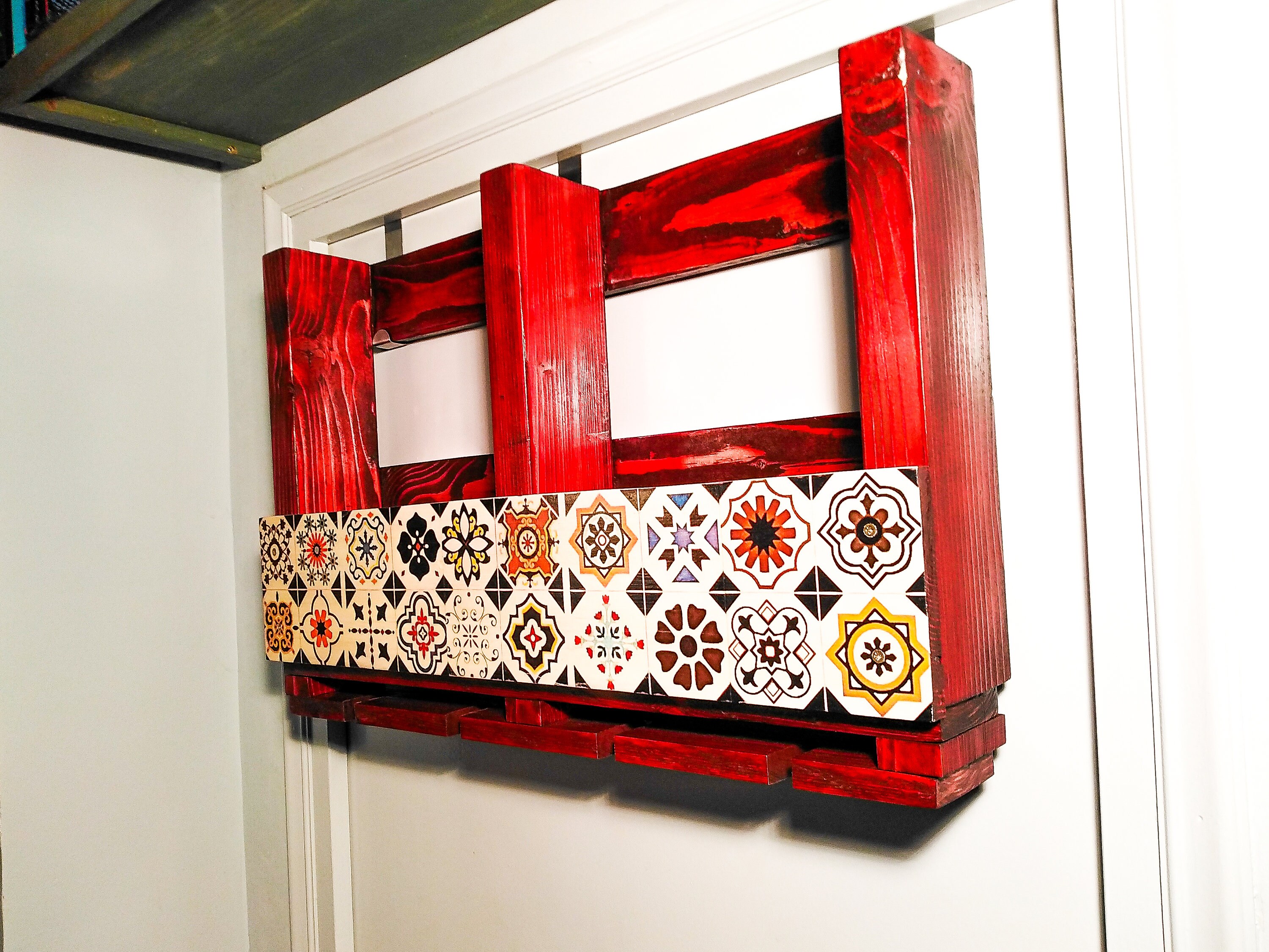 Wall mounted wine rack with Spanish tiles Decoupage From Etsy España