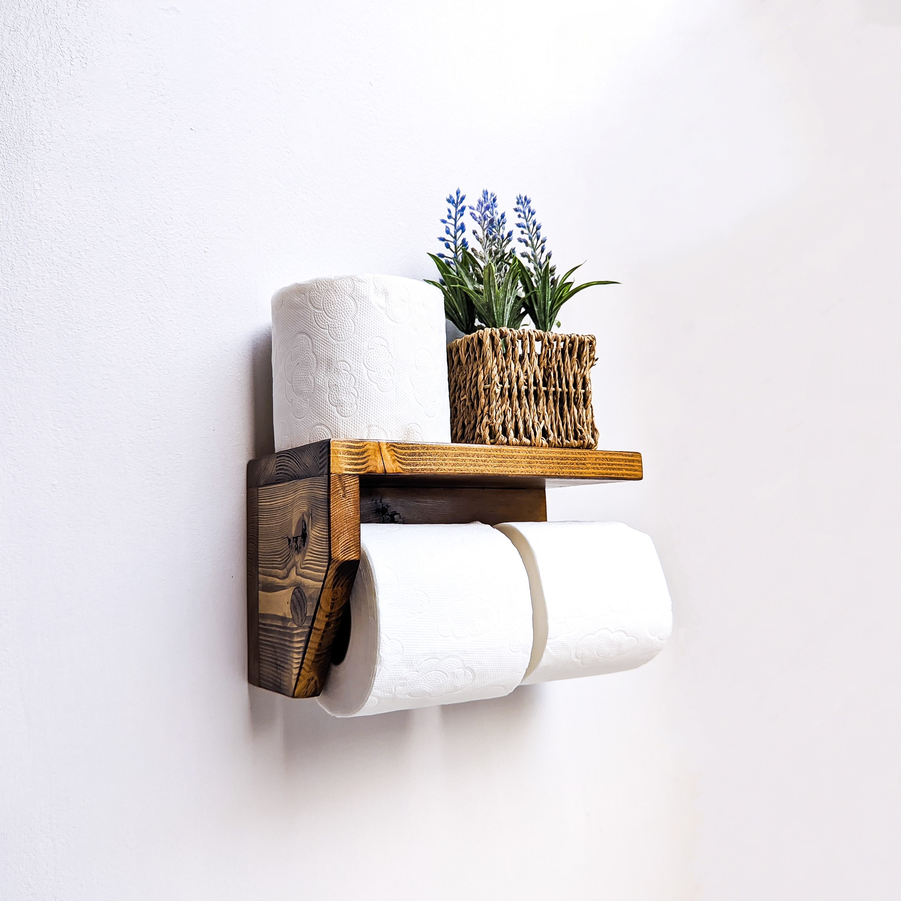 Rustic Wood Toilet Roll Paper Holder -  Hong Kong