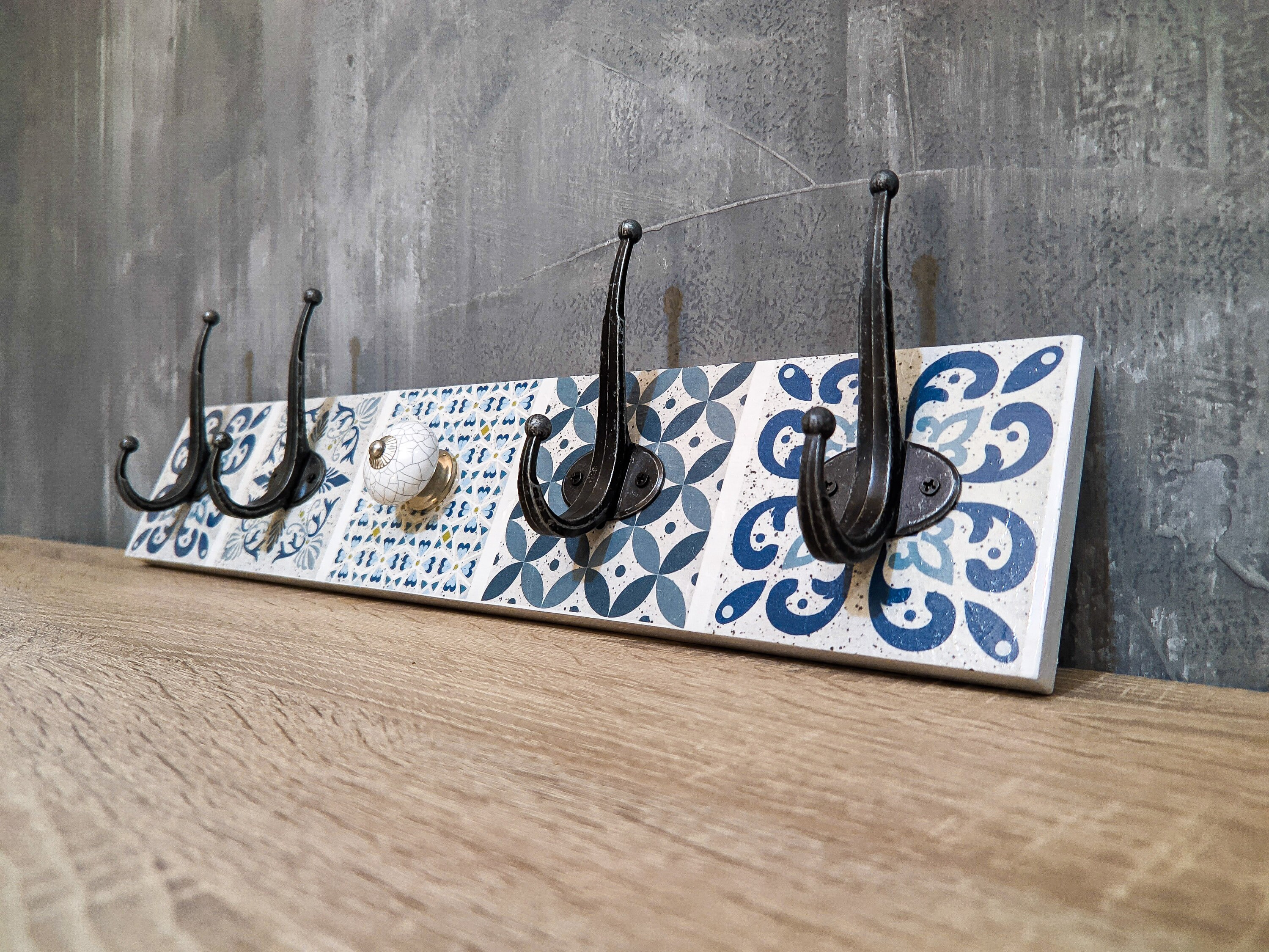 Wall Mounted Coat Rack Wall Hanger With Spanish Tiles - Etsy
