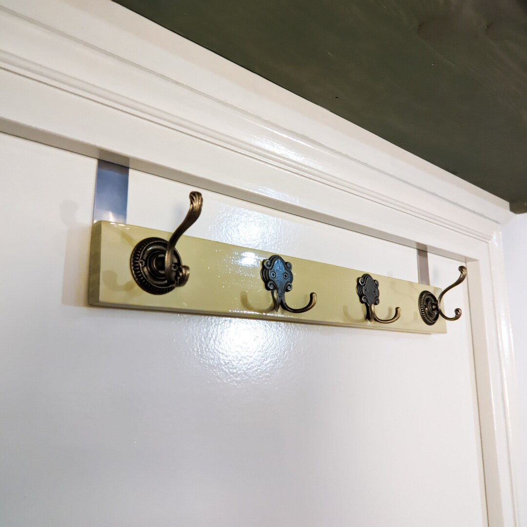 Vintage Wooden Over Door Coat Rack Hilary Green Color Finished , Over