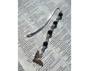 SMALL beaded bat charm metal silver hook bookmark