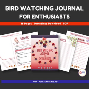 Bird Watching Journal for Enthusiasts, birding throughout the year, printable, downloadable, bird-themed pages and graphics, Letter sized