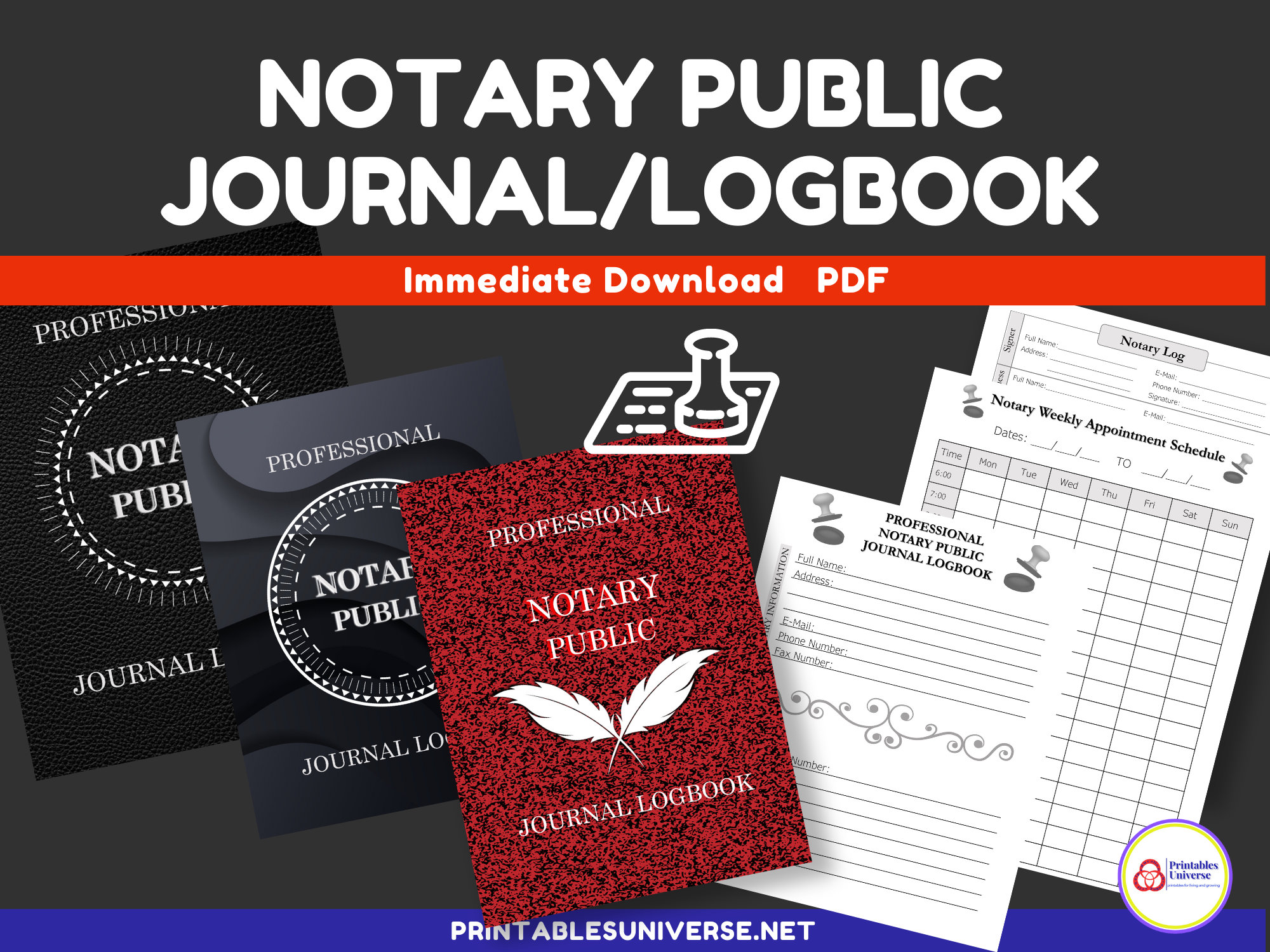 Professional Notary Public Journal Logbook for Detailed Recording of ...