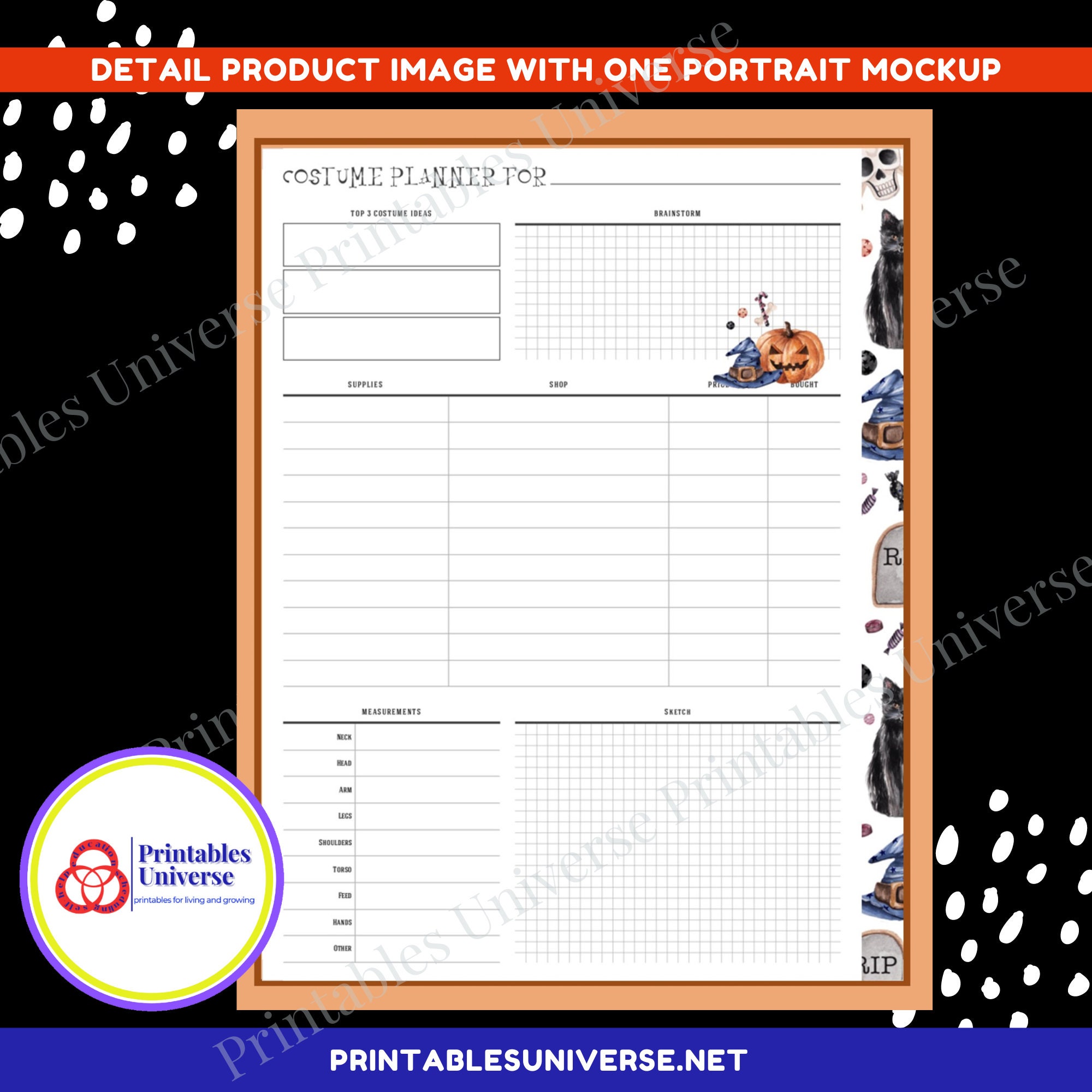 Halloween Costume Planner Page, Printable, Instant Download, Letter ...
