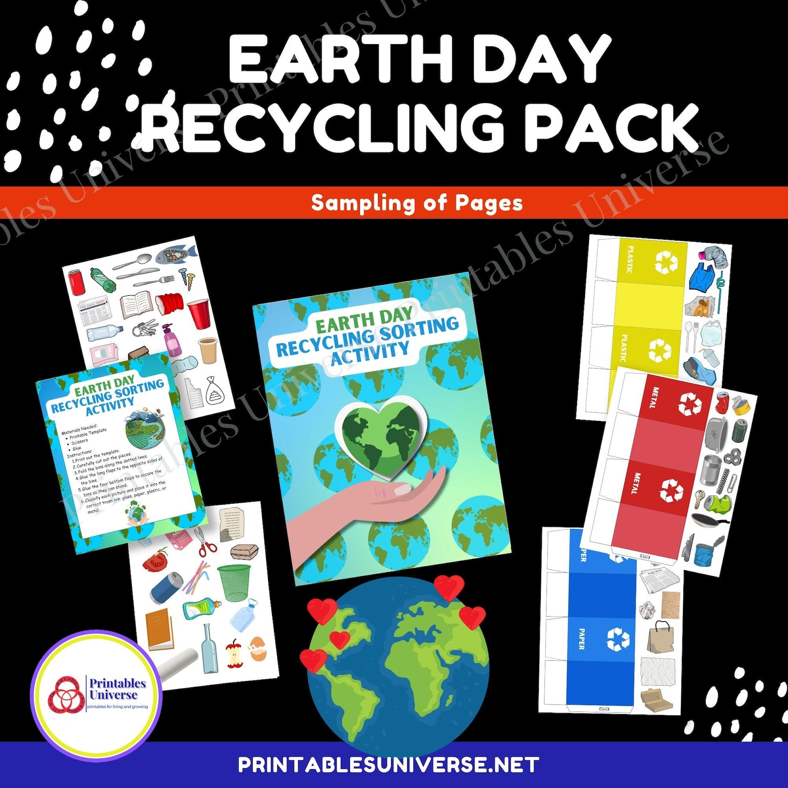 Earth Day Recycling Sorting Activity | Printable Kids Educational Craft ...