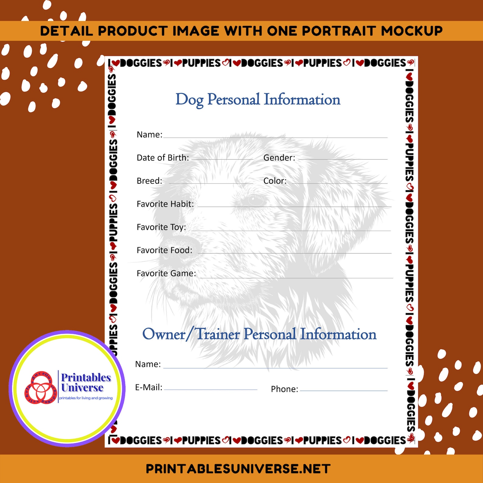 A Puppy and Dog Training Log Book for the professional or Etsy