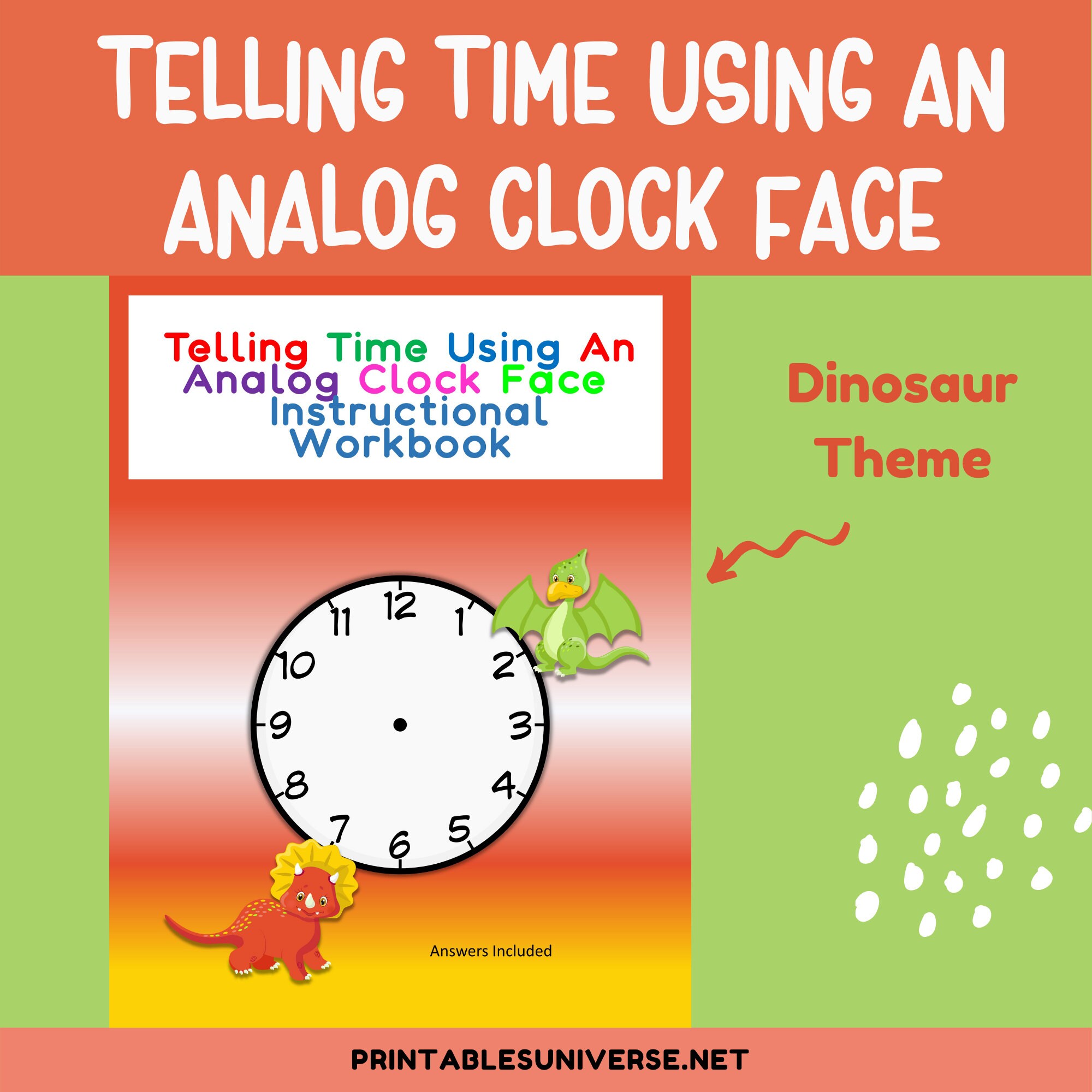 Telling Time Using Analog Clock Face: Printable Instructional Workbook ...