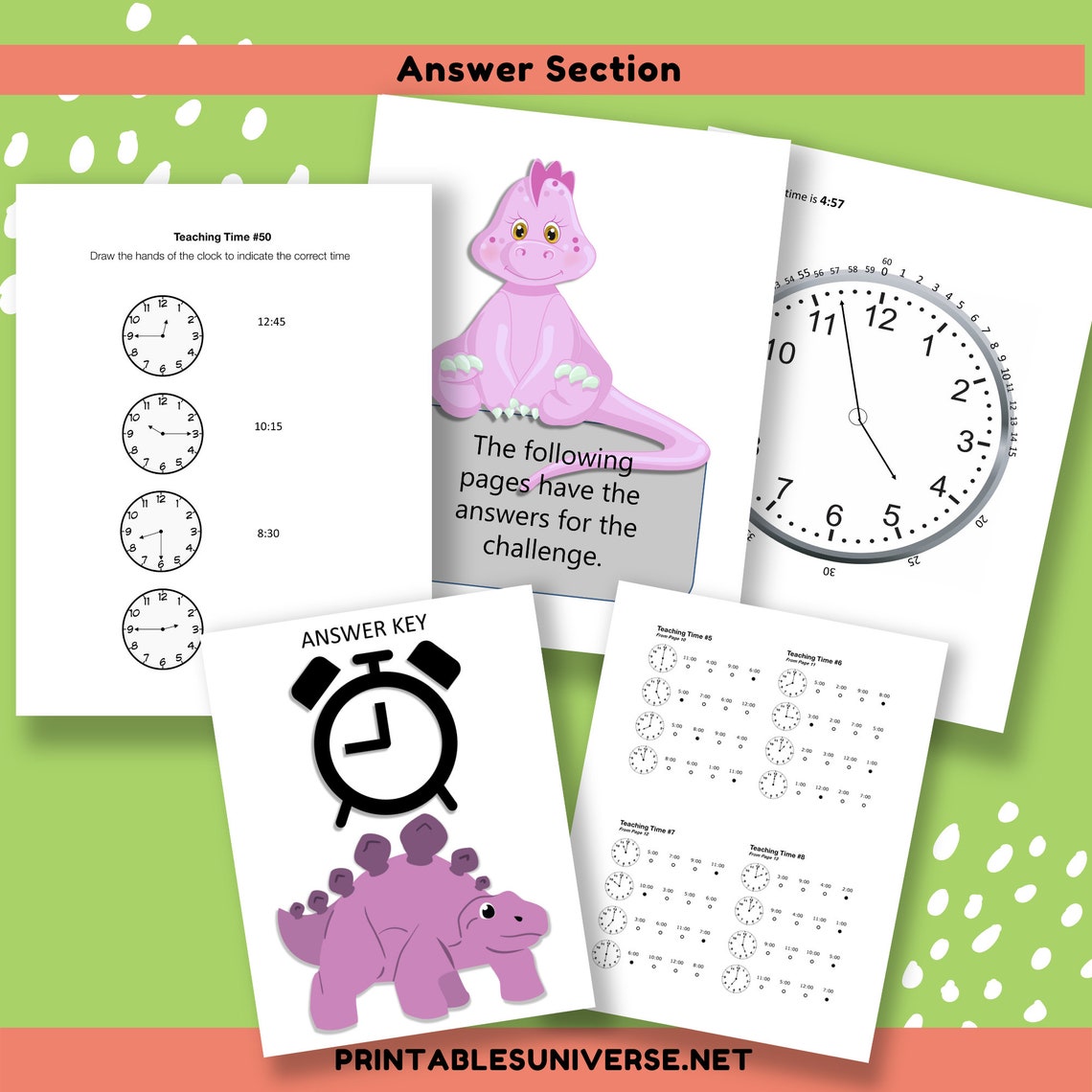 Telling Time Using Analog Clock Face Printable Instructional Etsy